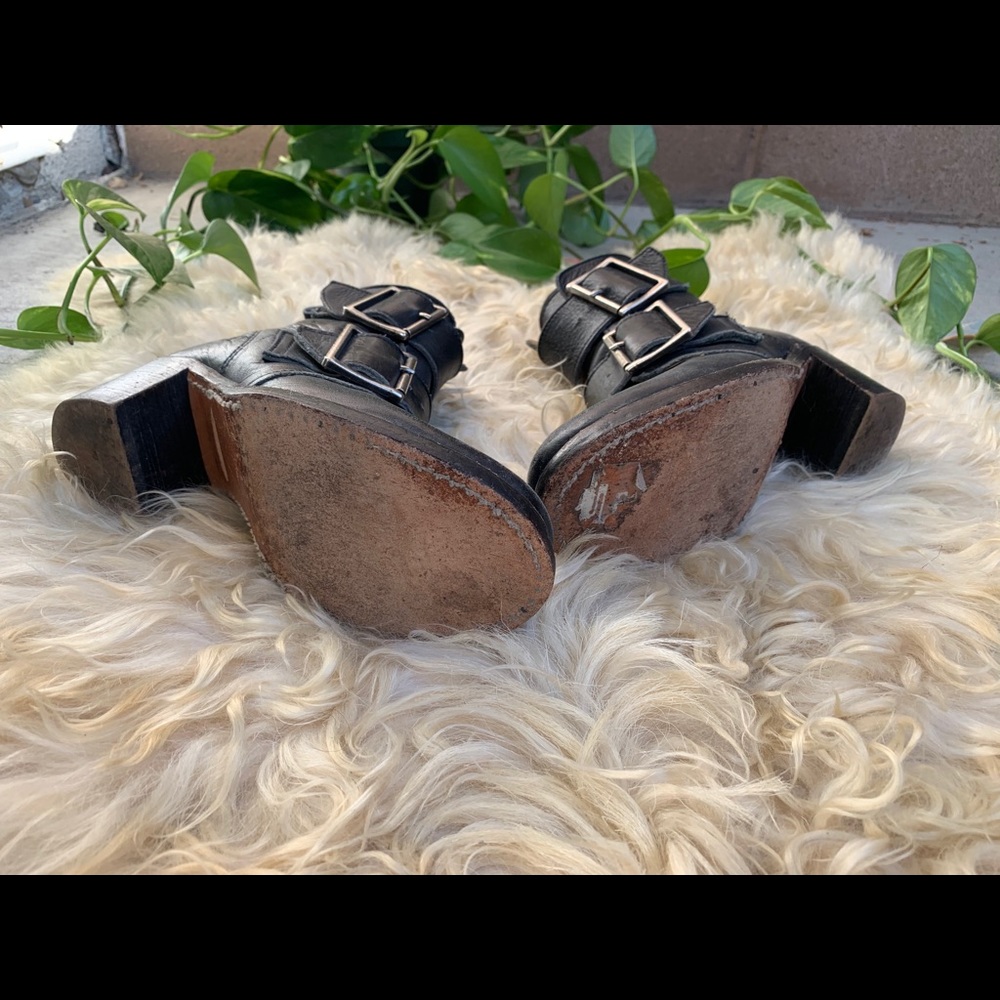 Frye Black Leather Buckle Boot Size 6 - Picture 3 of 9